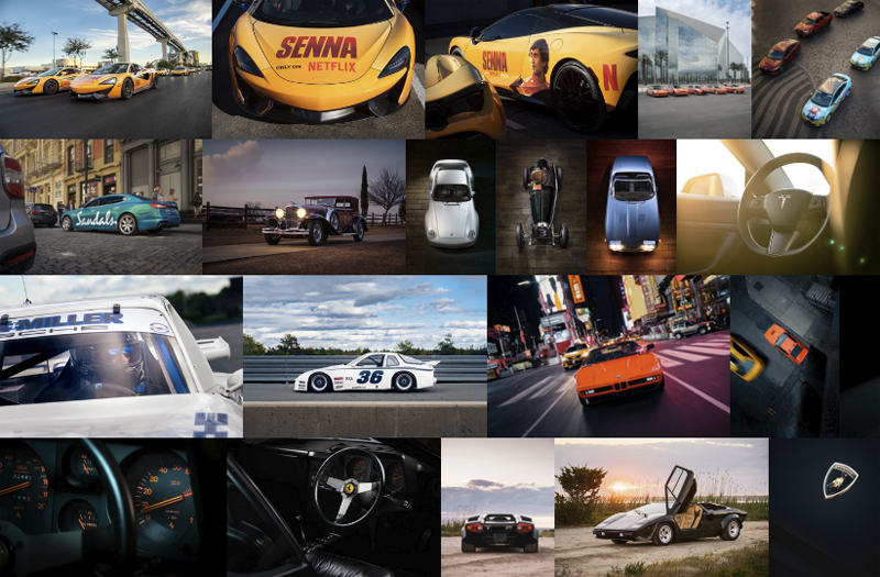Grid of automotive photography work